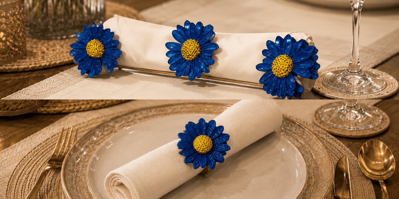 Blue Daisy Napkin Rings