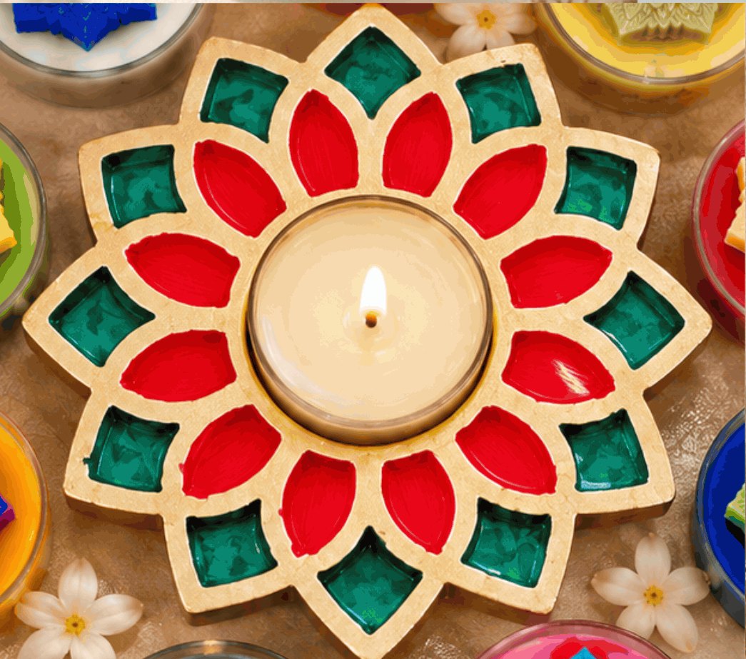 Kundan Mandala Tealight Holder