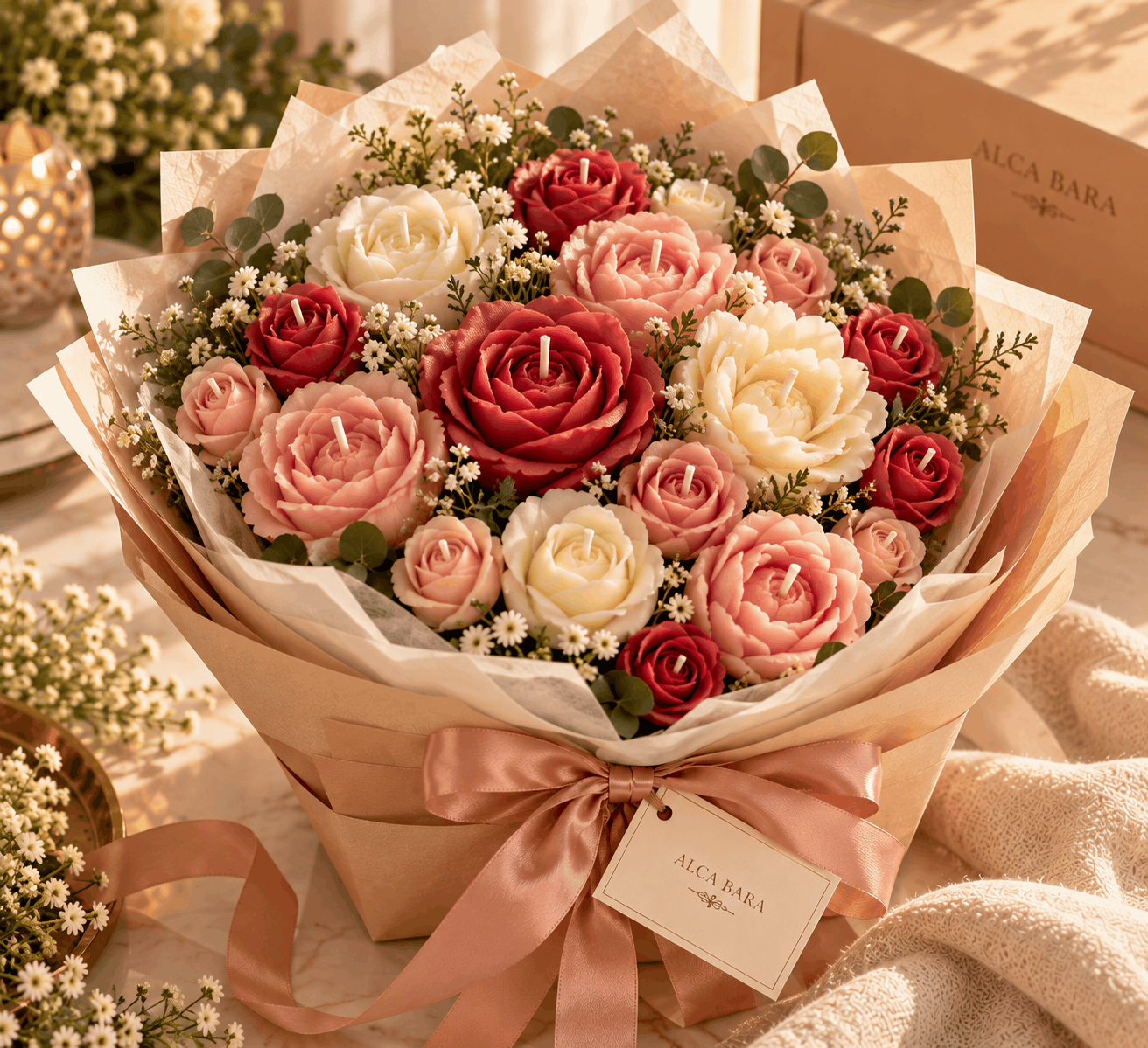 Candle Bouquet – 15 Flowers — Candle Bouquet by ALCA BARA