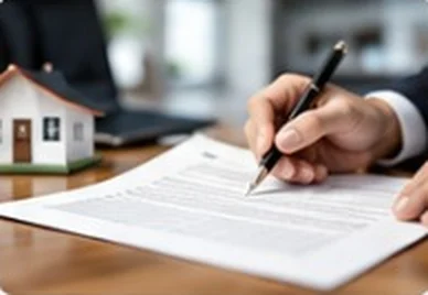 Signing the land title transfer