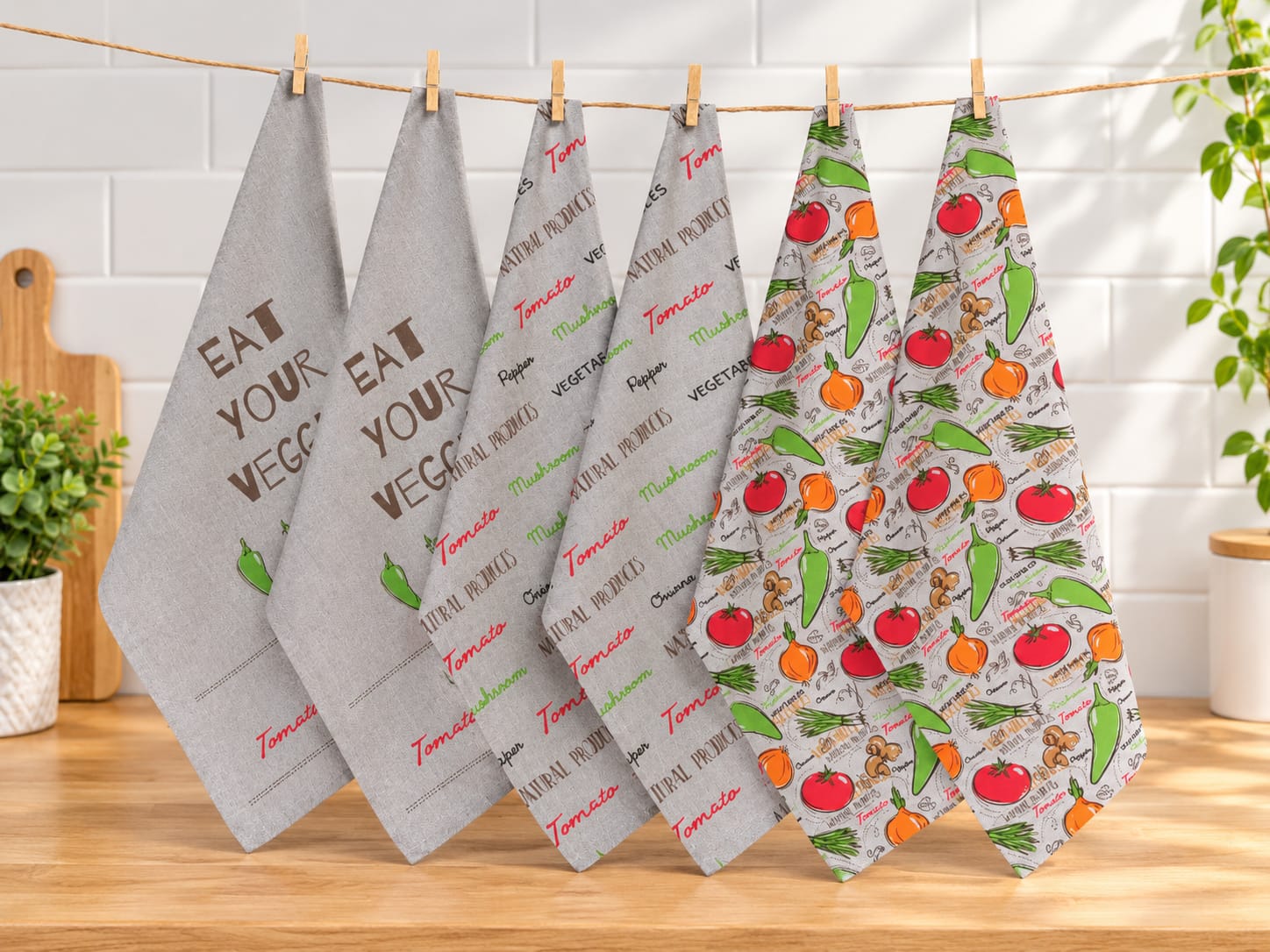 printed kitchen towel set 6 pcs (  50 x 70 cm)