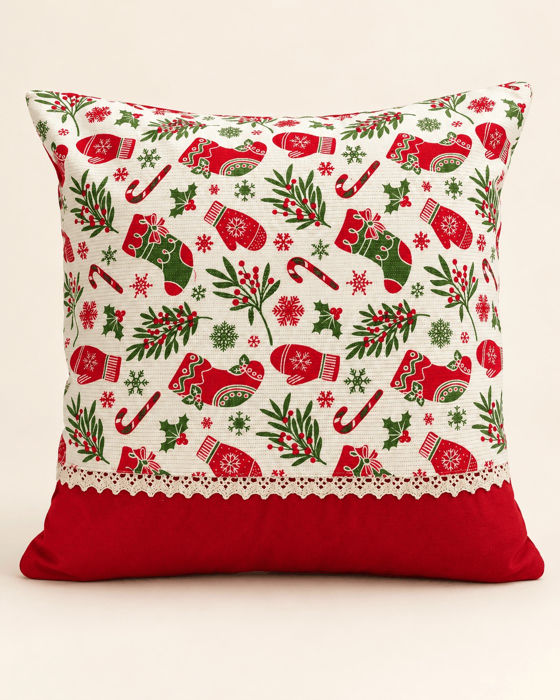 Mittens and Stockings Printed Cushion Cover