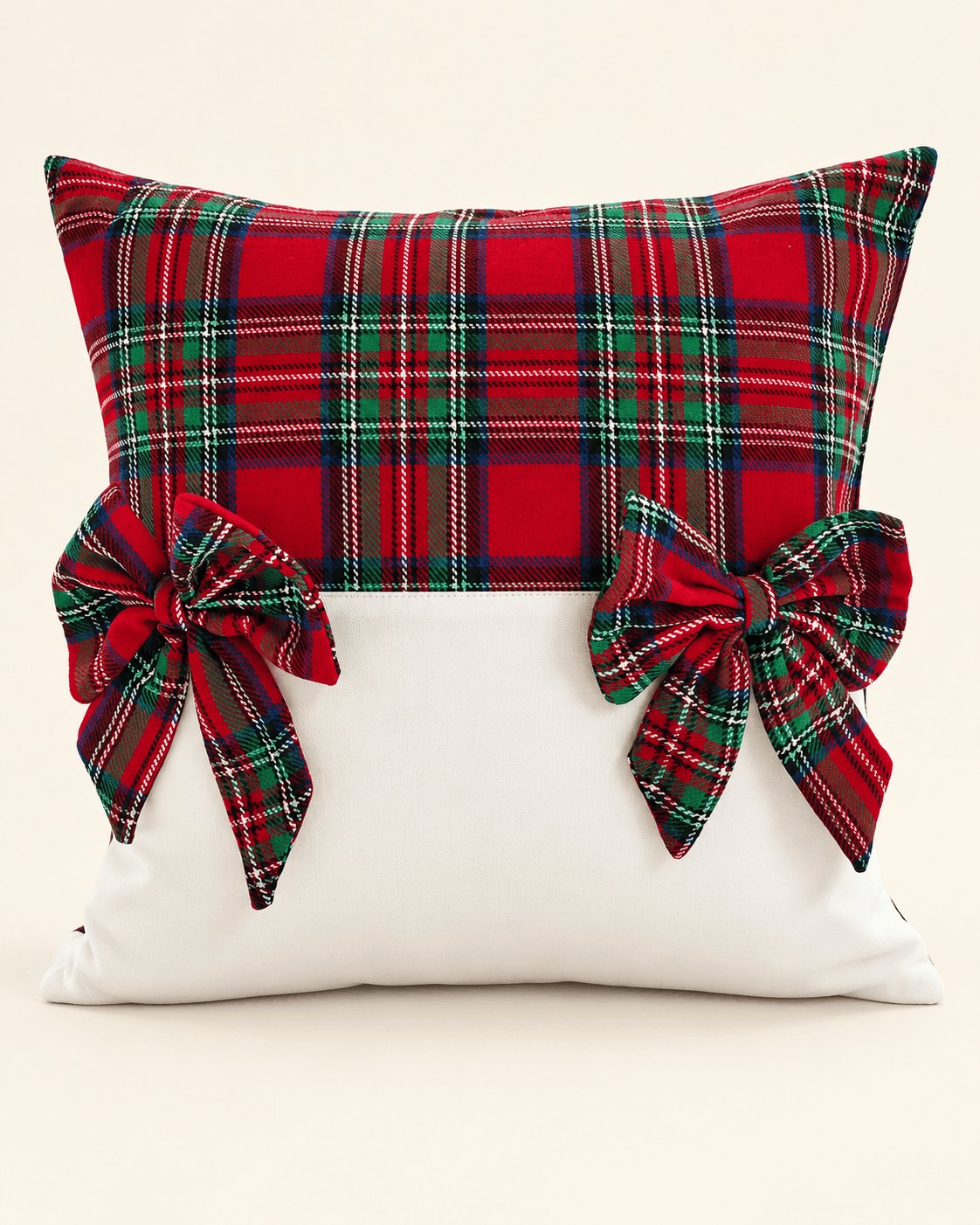 Tartan Twin Bow Cushion Cover