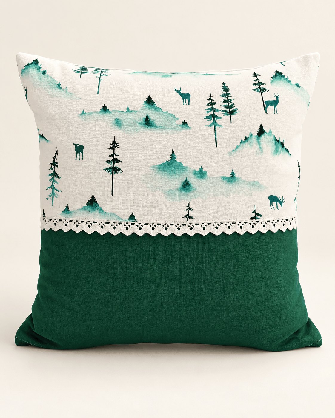 Misty Pine Forest Printed Cushion Cover